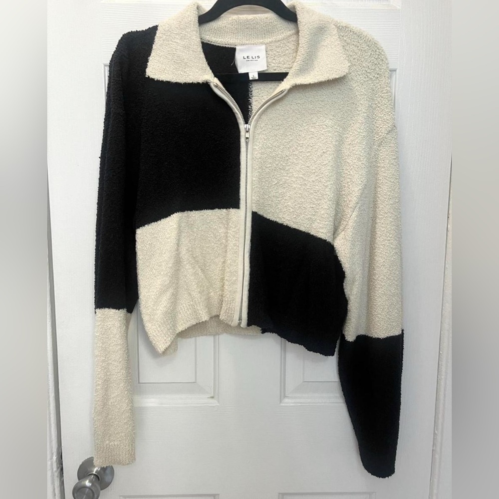 Colorblock Zip-Up Sweater